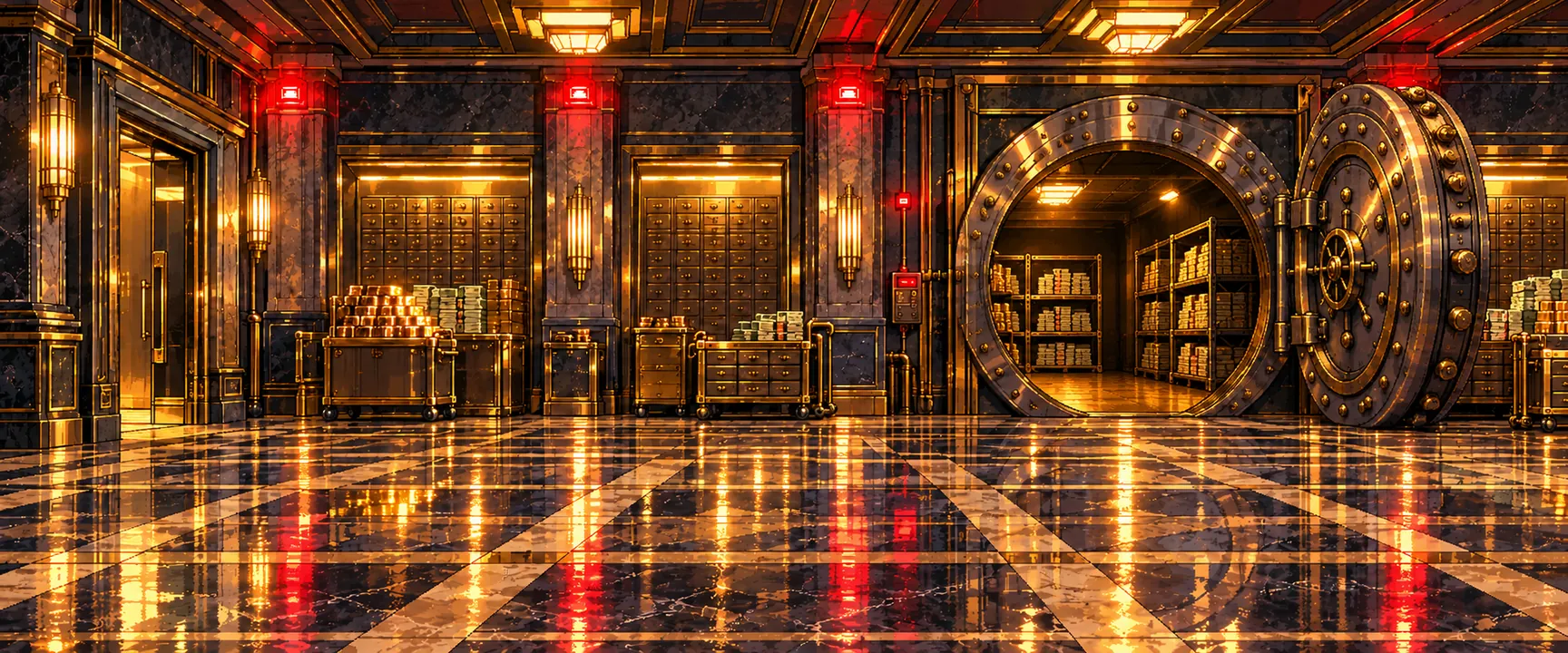 Open bank vault background from DuRag Man Time Rift