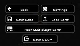 Mindustry game menu with Save Game, Load Game, Host Multiplayer Game, and Save and Quit buttons