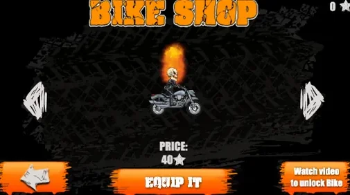 Moto X3M Bike Shop showing motorcycle selection