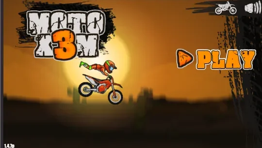 Moto X3M main menu with Play button and bike selection icon