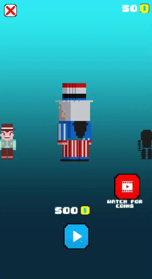 Pixel Escape outfit shop with unlockable pixel characters