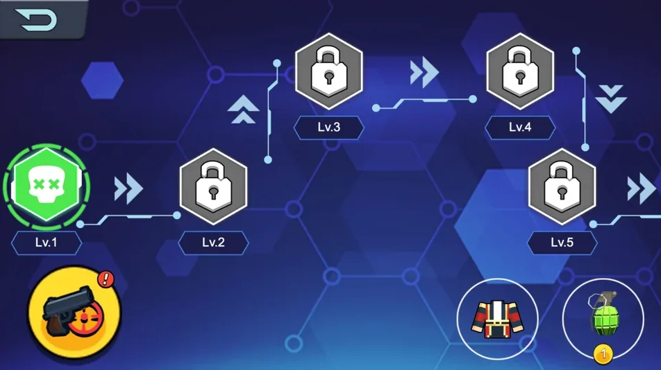 Pixel Sharpshooter level selection with locked later stages