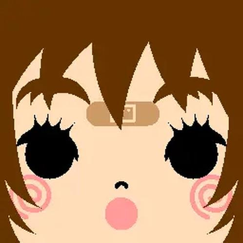 Square face avatar with a forehead bandage and an O mouth