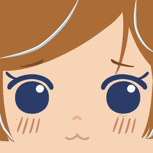 Square face avatar with blue sparkle eyes and a cat mouth